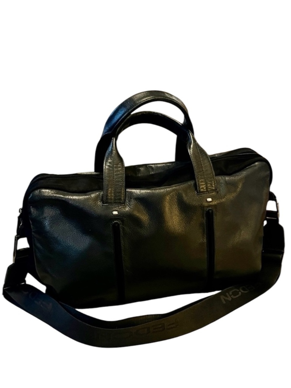Georgia Fedon Pebbled Leather Canvas Laptop Briefcase Attaché & Strap